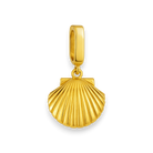 Gold shell pendant on a white background
