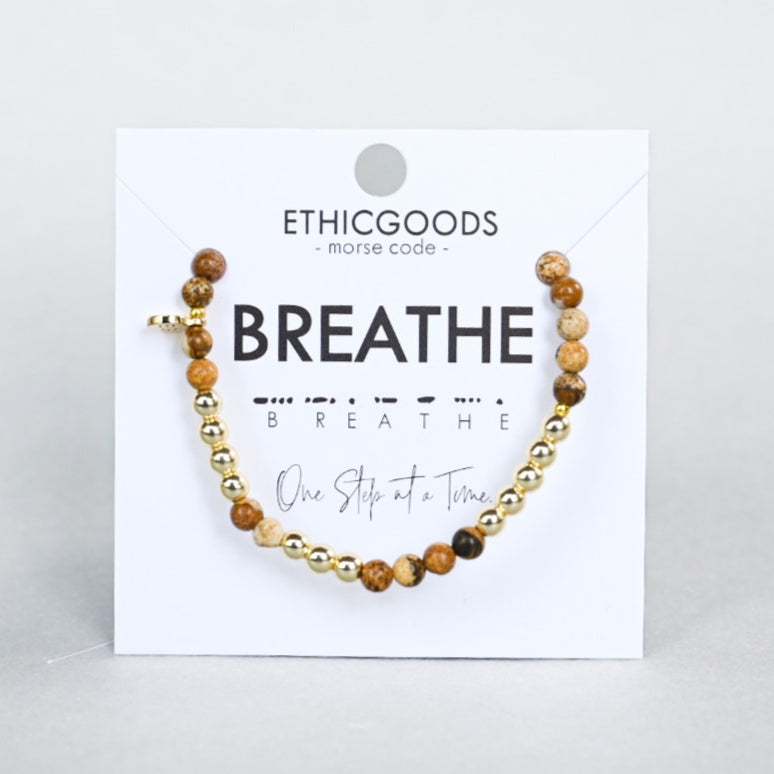Gold Morse Code Bracelet | BREATHE