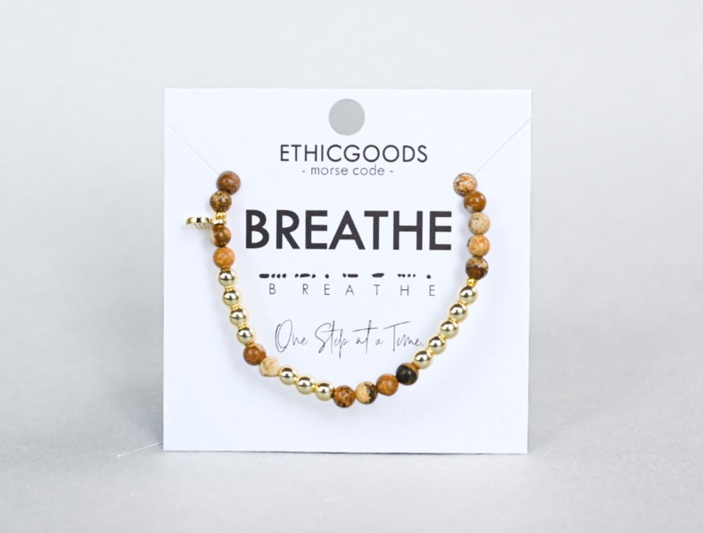 Gold Morse Code Bracelet | BREATHE