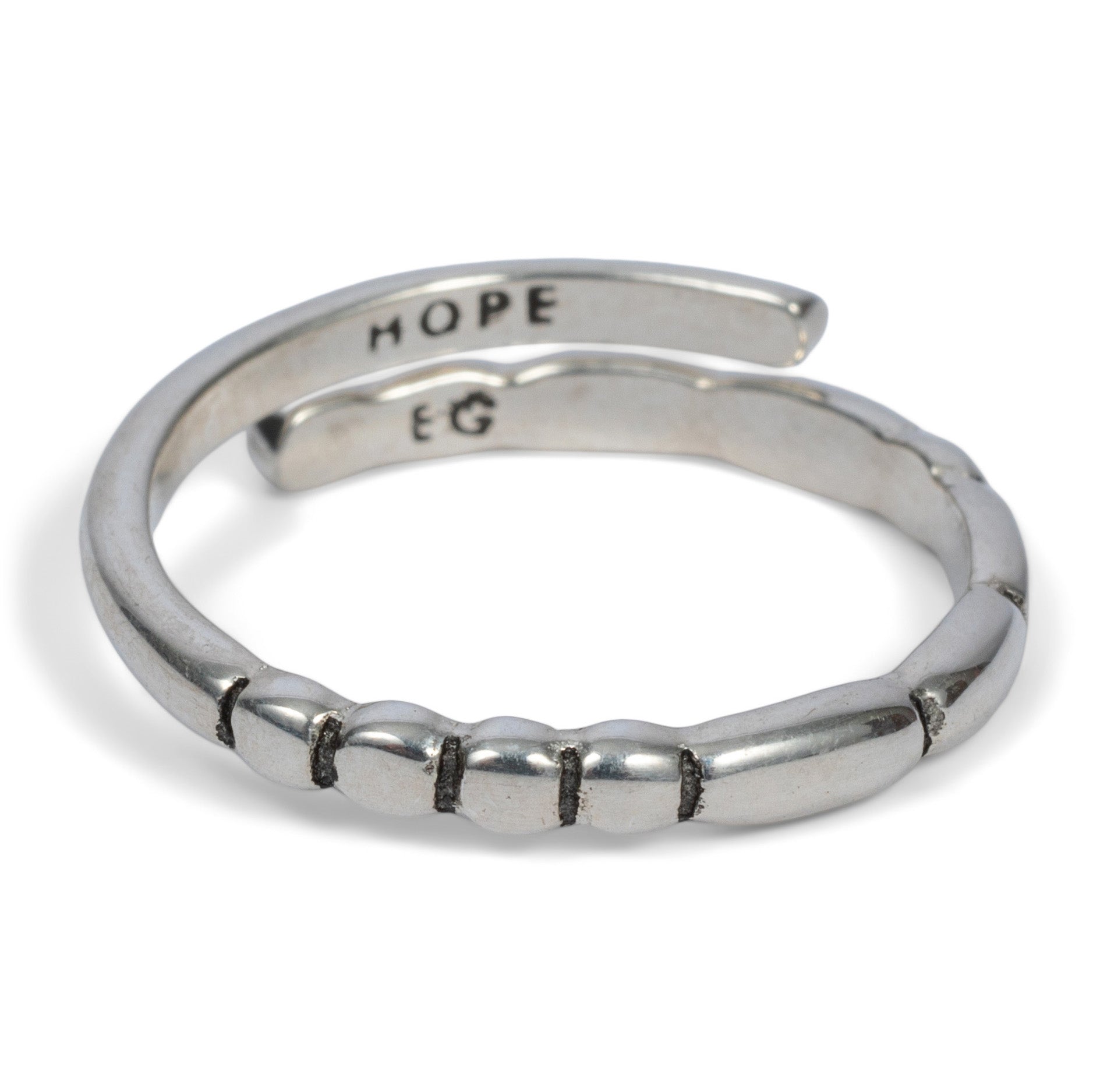 CLASSIC GOLD Morse Code Ring - Patterned | HOPE - Silver