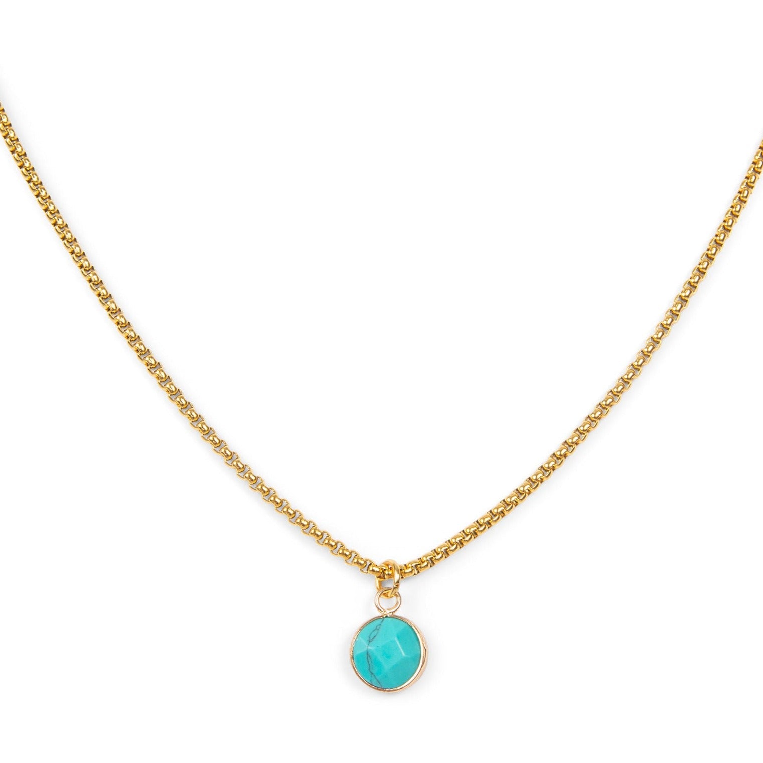 Classic Gold Stone Pendant Necklace - Turquoise – ETHICGOODS