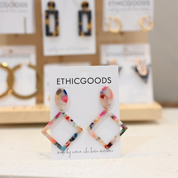 Speckled Diamond Dangles Earrings