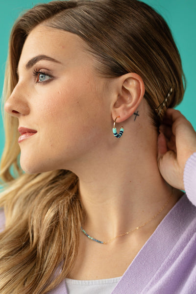 Morse Code Heishi Half Hoop Earrings | MOTHER