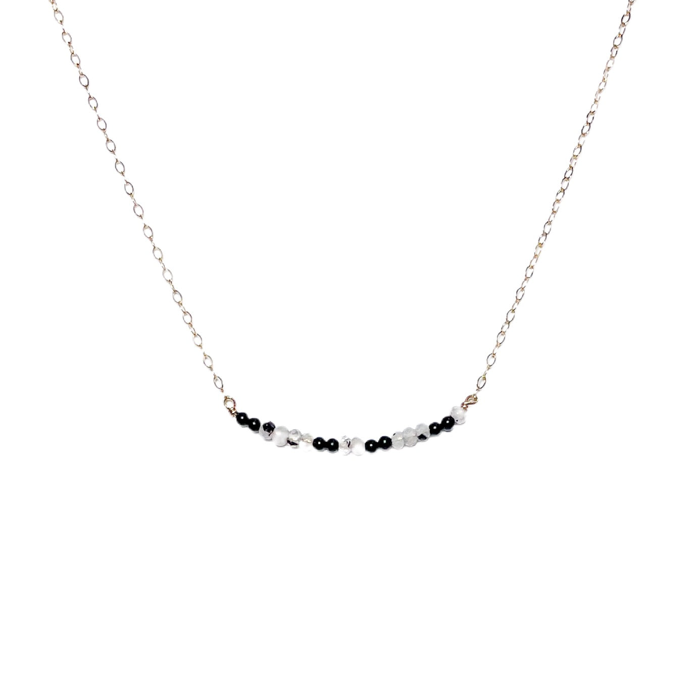 Morse Code Dainty Stone Necklace // Brave