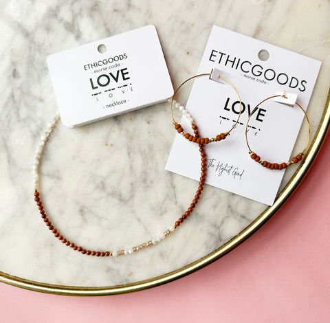 Love Set - Morse Code Choker Necklace & Earrings