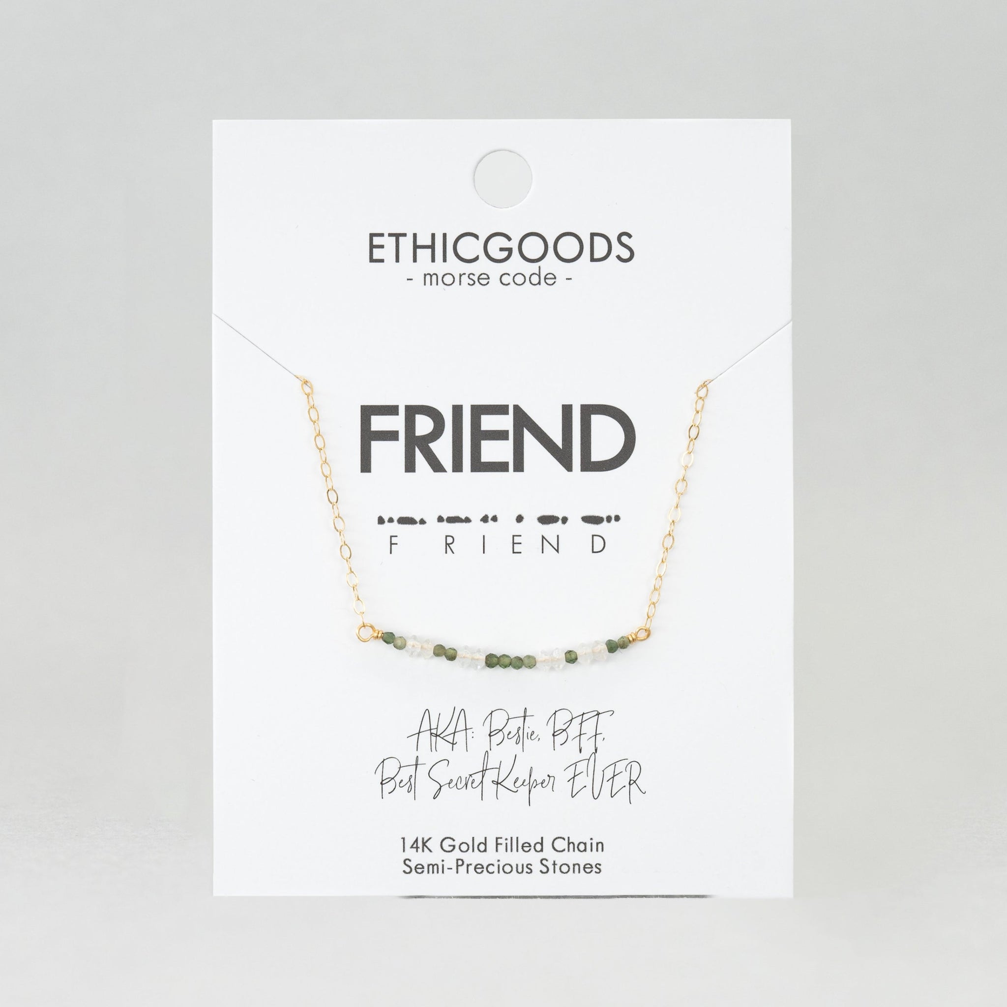 Morse Code Dainty Stone Necklace // Friend
