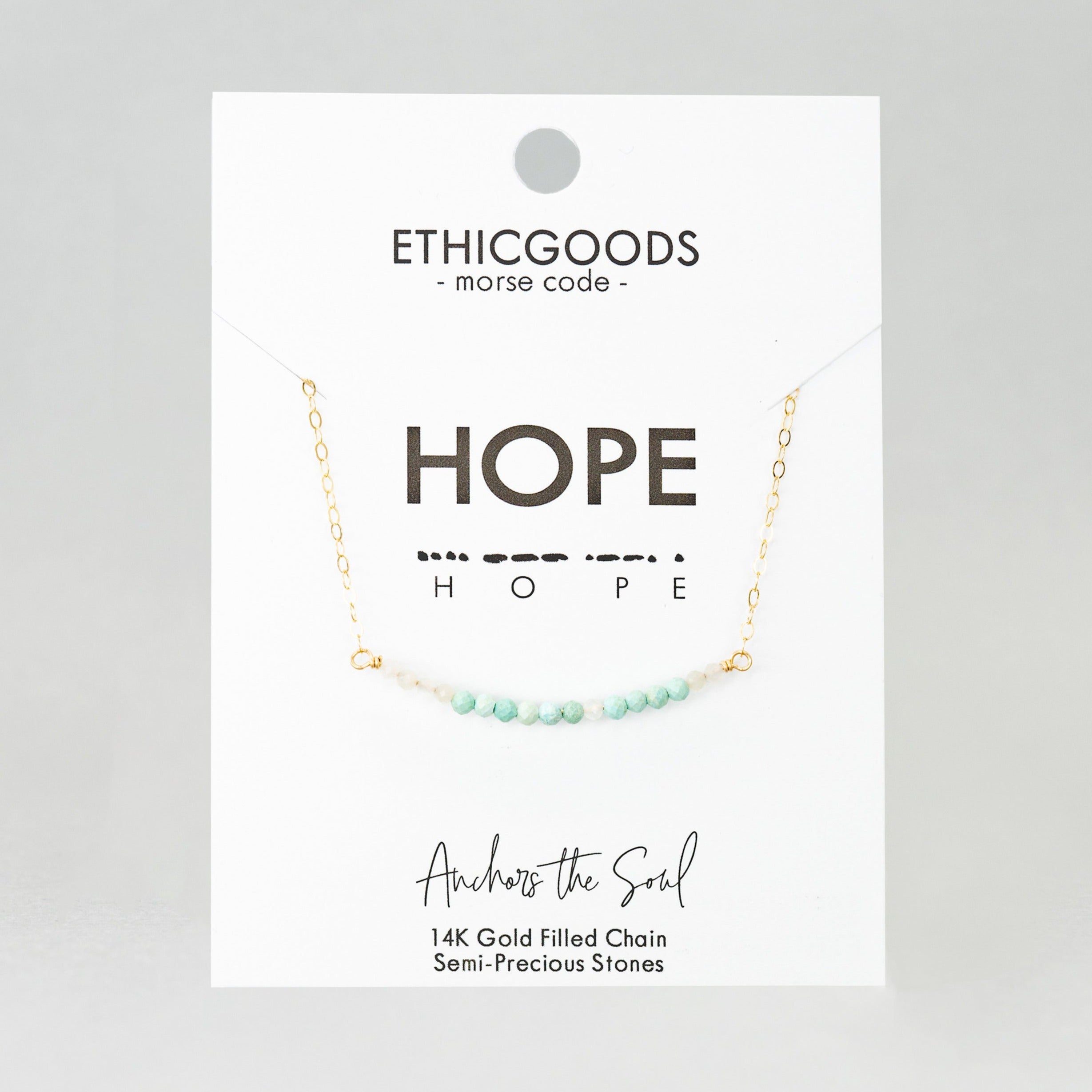 Morse Code Dainty Stone Necklace // Hope