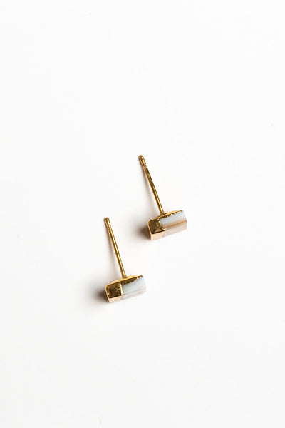 Mother Of Pearl Gold Dipped Stud Earrings
