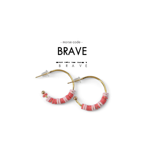 Morse Code Heishi Half Hoop Earrings | BRAVE