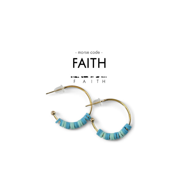 Morse Code Heishi Half Hoop Earrings | FAITH