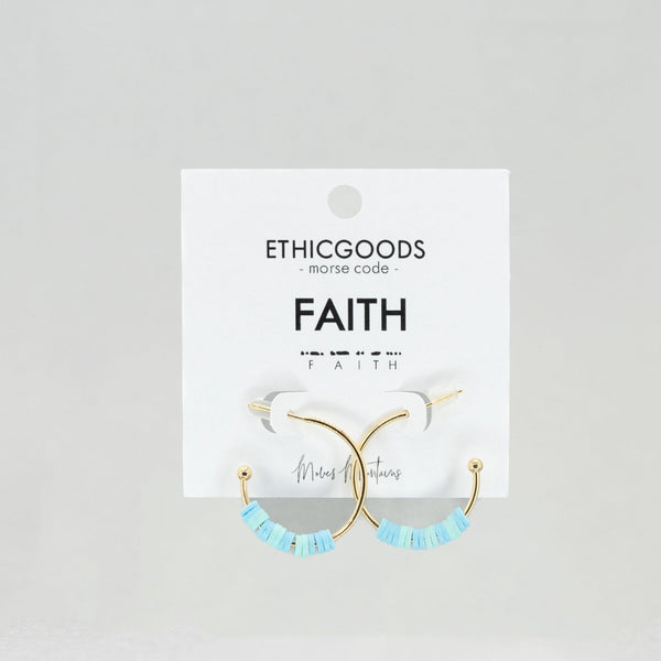 Morse Code Heishi Half Hoop Earrings | FAITH