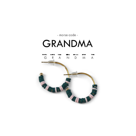 Morse Code Heishi Half Hoop Earrings | GRANDMA