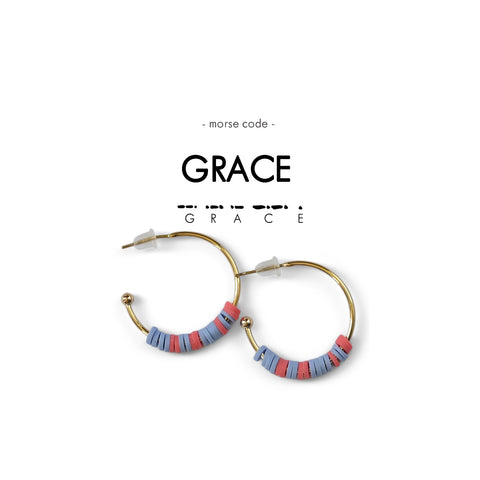 Morse Code Heishi Half Hoop Earrings | GRACE