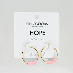 Morse Code Heishi Half Hoop Earrings | HOPE