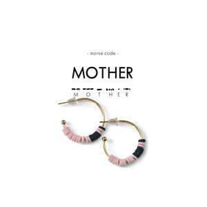 Morse Code Heishi Half Hoop Earrings | MOTHER