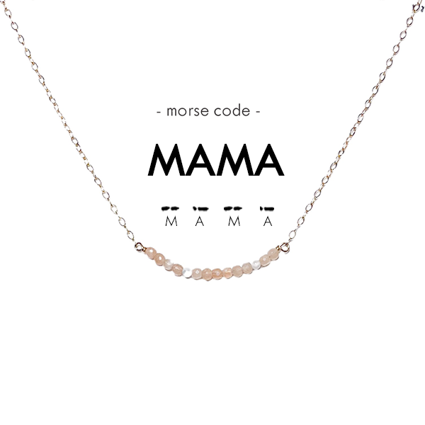 Morse Code Dainty Stone Necklace // Mama