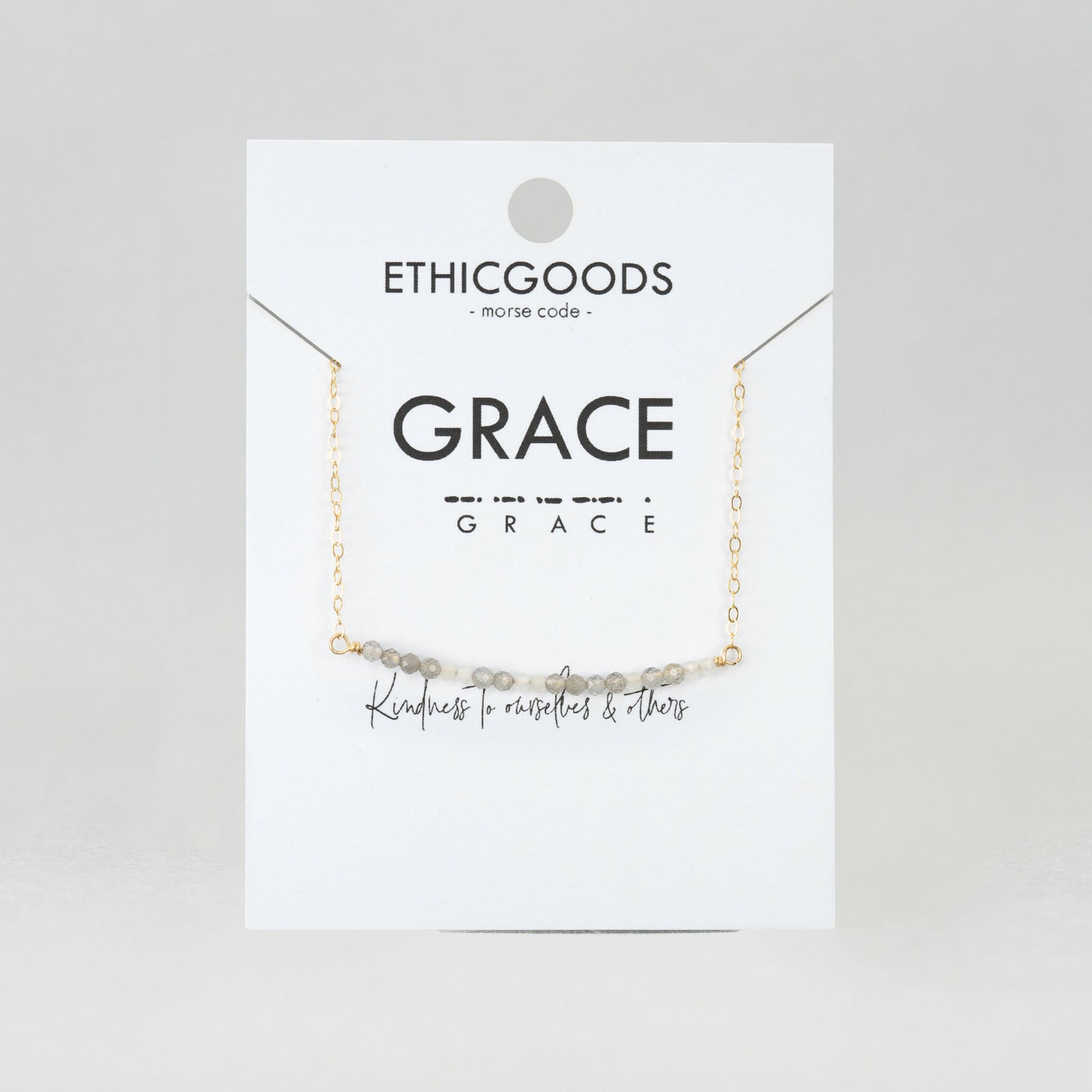 Morse Code Dainty Stone Necklace // Grace
