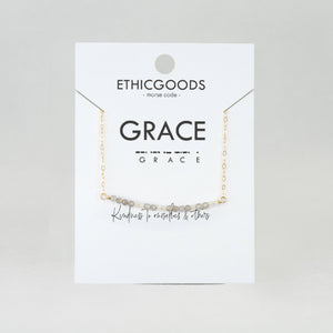 Morse Code Dainty Stone Necklace // Grace