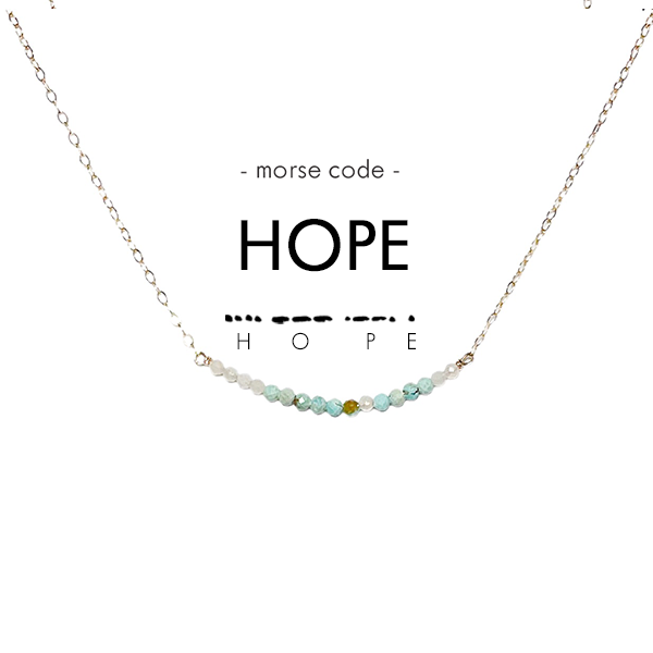 Morse Code Dainty Stone Necklace // Hope