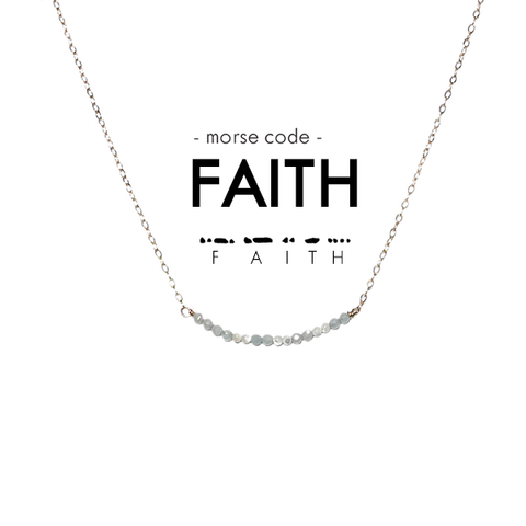Morse Code Dainty Stone Necklace // Faith