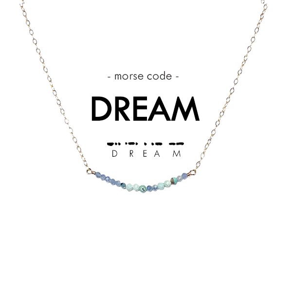 Morse Code Dainty Stone Necklace // Dream