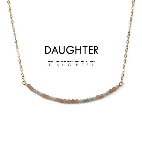 Morse Code Dainty Stone Necklace // Daughter