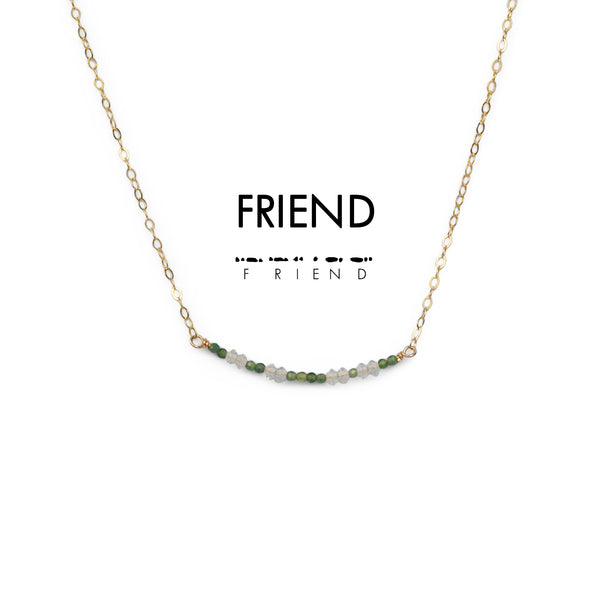Morse Code Dainty Stone Necklace // Friend