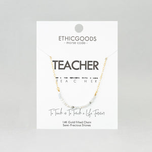Morse Code Dainty Stone Necklace // Teacher