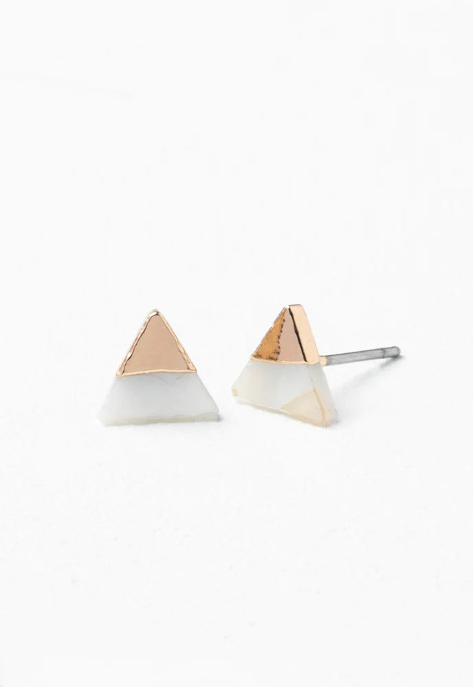 14k Rose Gold Sapphire Triangle Studs – Point No Point Studio