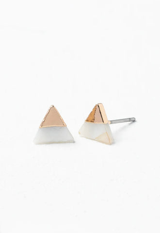 Mother Of Pearl Gold Dipped Triangle Stud Earrings